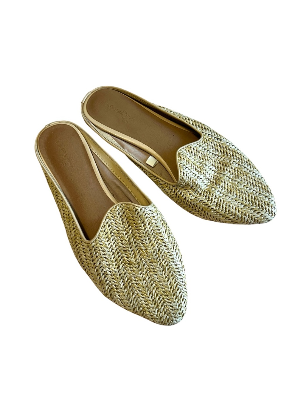 Universal Thread Gold Woven Pointed-Toe Slip-On Flats
